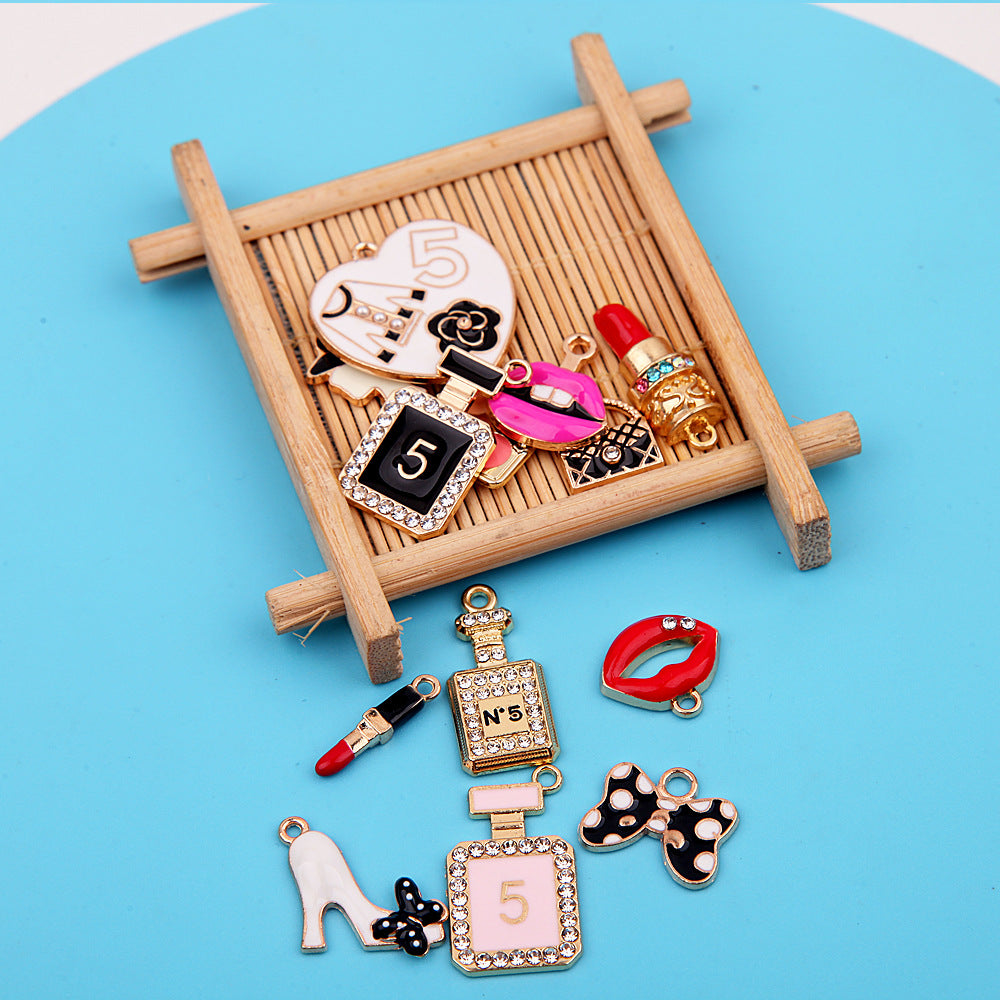 DIY Jewelry Accessories Small Fragrance Fashion Series Diamond Lipstick Powder Cake Pan Earrings Necklace Pendant