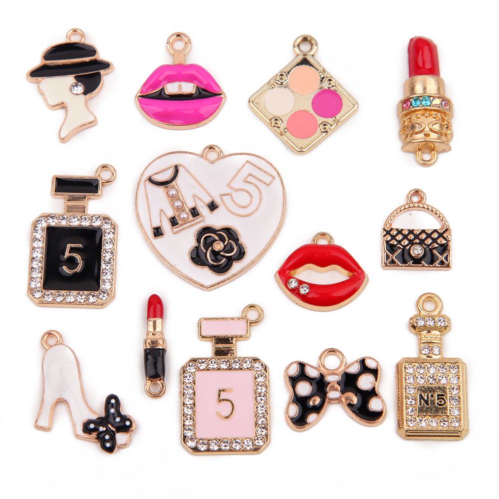 DIY Jewelry Accessories Small Fragrance Fashion Series Diamond Lipstick Powder Cake Pan Earrings Necklace Pendant