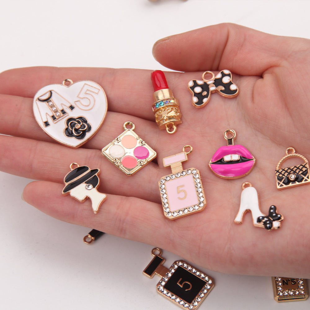 DIY Jewelry Accessories Small Fragrance Fashion Series Diamond Lipstick Powder Cake Pan Earrings Necklace Pendant