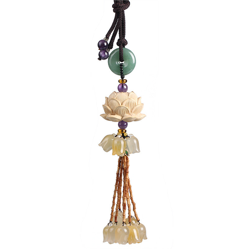 Car Ornaments Inside Car Natural Boxwood Lotus Car Hangings Accessories